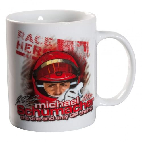 MBA-SPORT Michael Schumacher Tasse, Weiß, Plastik, Metall, Isoliert, 1 Stück (1er Pack), Klassiker, Rennsport-Design, Heißgetränke, Zuhause, Wiederverwendbar, Alle Gelegenheiten