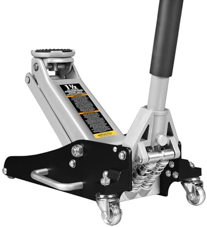 Torin TAM815016L Hydraulischer Wagenheber aus Aluminium und Stahl mit Doppelkolben Schnellhubpumpe, 1,5 Tonnen (1,4 kg) Kapazität, schwarz