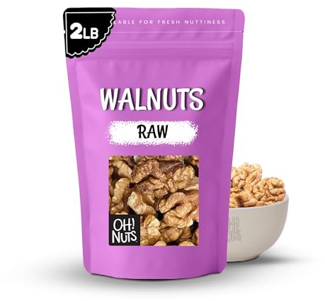 Oh! Nuts Raw Walnuts 2lb Bulk Bag - Unshelled Healthy Mix of Chandler Halves & Pieces - Fresh & Healthy Keto Snacks - Chopped Nuts for Vegan, Paleo & Gluten-Free Diets - For Gourmet Baking & Cooking