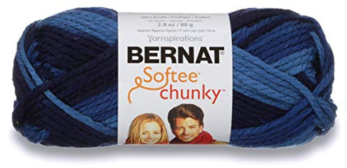 Bernat Softee Chunky Ombre Yarn, 2.5 oz, Gauge 5 Bulky Chunky, 100% Acrylic, Denim Ombre