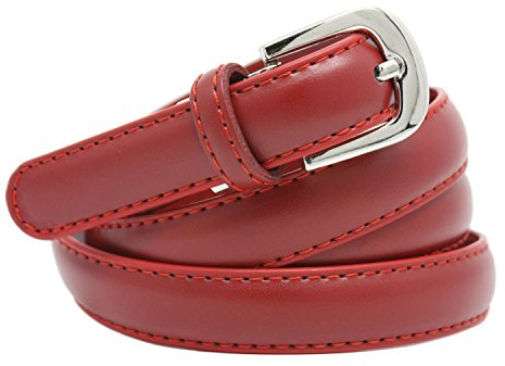 YEHMAN Cintura da donna classica sottile da 2 cm, in crosta di pelle di vacchetta, regolabile, lunga 120 cm