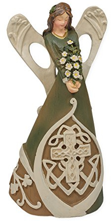7 Luck of The Irish Woodcut Inspirational Angel Figure with Celtic Cross