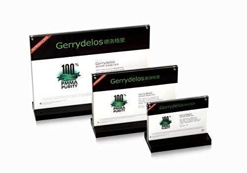 Tisch-Aufsteller aus Acryl (PMMA) inkl. Acrylsockel in schwarz Display Tischaufsteller T-Form Tischnamensschild Werbeschild Preisschild (210x148 mm (A5))