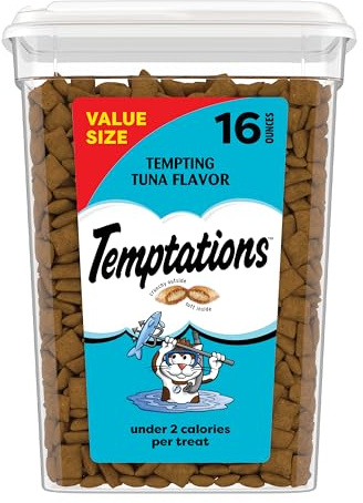 Temptations Cat Treats Classic Crunchy and Soft Cat Treats, Tempting Tuna Flavor, 16 oz. Tub