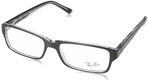 Ray-Ban Unisex RX5169 Rectangular Prescription Eyewear Frames, Black On Transparent/Demo Lens, 54 mm