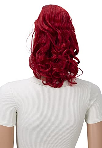 CAISHA 2 IN 1 30cm E 40cm Posticcio Treccia Portare I Codini Extensions Per I Capelli Voluminoso Ondulato Rosso H10-2