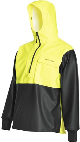Grundens Men’s Neptune Commercial Fishing Pullover Anorak | Waterproof, Adjustable, Hi Vis Yellow, Large