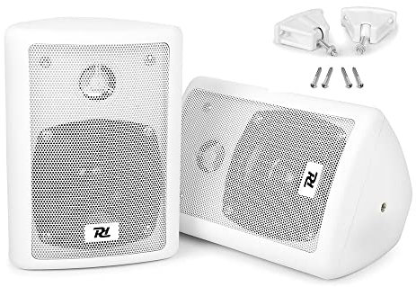 Skytec Passive Wall Speakers Pair 4 White Compact Home Stereo Audio 75W 8 Ohm Bookshelf or Restaurant Bar Background Sound System Wall Mountable