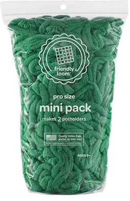 Harrisville Designs Friendly Loom | 10” PRO-Sized Green Potholder Weaving Loops | Craft 2 Cotton Potholders