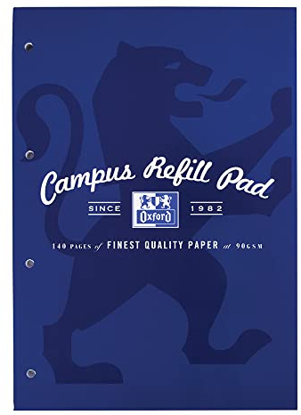 Campus Oxford Nachfüllblock, DIN A4, liniert, 140 Seiten, farblich Sortiert, einzelner Notizblock