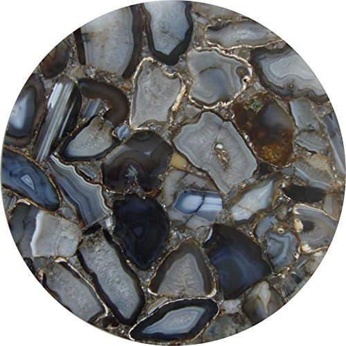 Rajasthan gems Handgefertigter Halbedelstein, Kaffeetafel, runde Tischplatte aus natürlichem Achat.