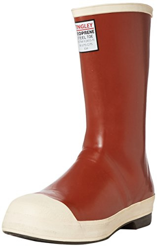 Tingley Pylon MB924B Neoprene Steel Toe Boot, 12-1/2 Inch Height, With Safety-Loc Outsole, Mens 8 / Womens 10, Brick Red Upper - Brown Sole