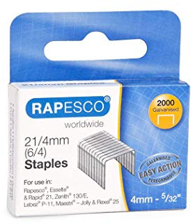 Rapesco 1367 Typ 21/4 mm Galvaniserade Häftklamrar, Låda med 2000
