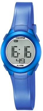 Calypso Damenuhr Digital - Kautschuk Blau - 10 ATM - Datum Kalender Chronograph Doppelzeit Licht Alarm 12/24h - K5677/5