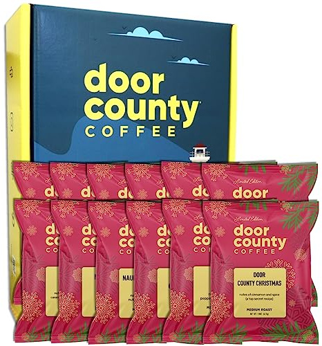 Gourmet Holiday Flavored Door County Coffee - 12 Full-Pot Bags - Gift Set