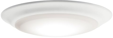 Kichler Gen 1 LED Downlight in White, 7.5” Ceiling Flush Mount Wet Rated Interior Dimmable Light for Living Room, Dining Room, Kitchen, Bathroom and Bedroom, 3000K, (7.5” x 1.5”), 43846WHLED30