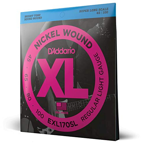D'Addario Cuerdas para Bajo Eléctrico XL Nickel 45-100, Escala Súper Larga