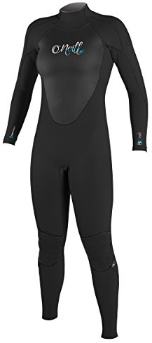 O'Neill Women's Epic 4:3mm Back Zip Full Wetsuit, Durable Warmth with Good Flexibility for Surfing and All Water Activities, Black/Black/Black, 8 Short