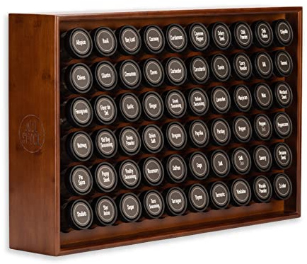 AllSpice kryddställ i trä, inkluderar 60 118 ml burkar – valnöt