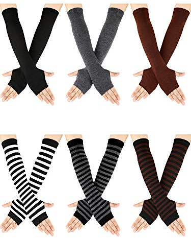 SATINIOR 6 Pairs Fingerless Arm Warmers Women Winter Knit,Fresh Color