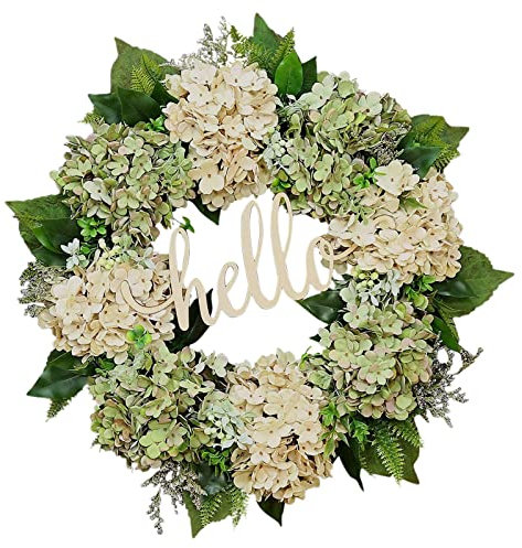 Baoblaze Door Wreath Hydrangea Flowers Door Wreath 15.75 Inches Decorative for Wedding Arch Indoor Holiday Decoration Housewarming