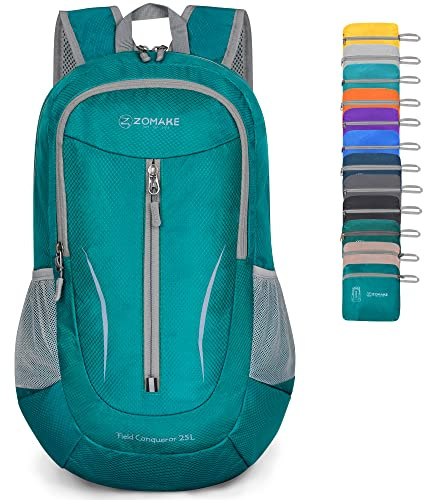 ZOMAKE Zaino ultra leggero e ripiegabile da 25 l, zaino pieghevole da escursionismo, impermeabile, compatto, per viaggi, lake green (verde)