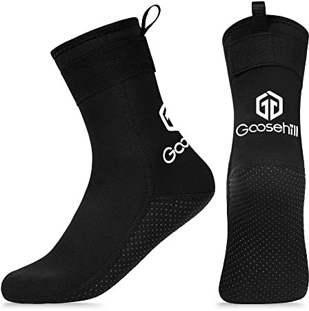 Goosehill Neoprensocken, 3mm Tauchsocken/Thermosocken/Neopren Socken mit Anti-Rutsch Partikeln für Herren und Damen, Geeignet zum Tauchen, Schnorcheln, Schwimmen, Kanufahren, Beachvolleyball, Paddeln