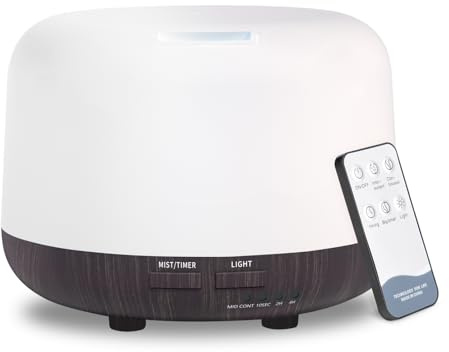 Trace 300ml Essential Oil Diffuser for Home with Remote and Auto Shut-Off | 7-colour LED light with 2H and 4H timers and quiet operation for bedrooms, offices and living rooms.