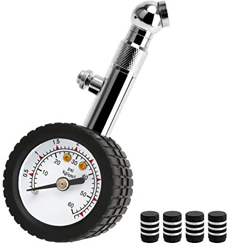 Reifendruckprüfer,Luftdruckprüfer Reifendruckmesser Reifenfüller geeicht Reifendruck Messgerät Luftprüfer für Geländewagen Transporter Fahrräder Auto mit 4X Autoventilen