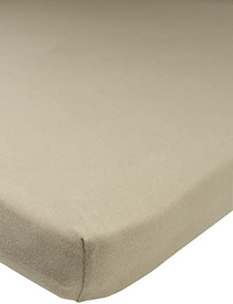 Meyco Baby Spannbettlaken für Laufgittermatratze - 75x95cm - Jersey Spannbetttuch - 100 % Baumwolle - Oeko Tex zertifiziert - Rundum-Gummizug, atmungsaktiv - Uni - Taupe