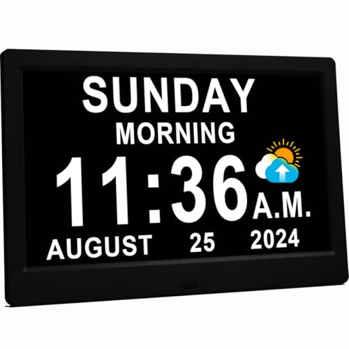 MASSII Orologio digitale da 11,5 pollici con simboli automatici DST e maanzone, promemoria personalizzati e orologio del calendario, orologio con data per anziani, demenza, morbo di Alzheimer con