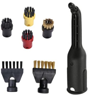 INF Brush attachments and steam nozzle for Kärcher SC/SG, 7 spare parts, 4 × round brush, 2 × flat brush, 1 × nozzle for steam cleaning