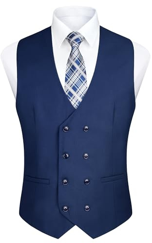Enlision Chaleco de hombre de Doble Botonadura con Cuello en V Slim Fit Traje Chaleco Casual Formal Business Vestido Chaleco