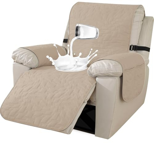 Ystyle Funda Sillon Relax Reclinable 1 Asiento, Funda Sofa 1 Plaza Impermeable, Funda Butaca Reclinable, Funda De Sillon, Antimanchas y Antiarañazos Lavables (1 Asiento, Beige)