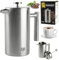 KARL HAUSMANN Thermo French Press - 1 Liter / 8 Tassen - Kaffeebereiter aus Edelstahl - Doppelwandig - Hält lange Warm - Kaffeezubereiter mit Cool-Touch Griffen - Kaffeepresse - Silber