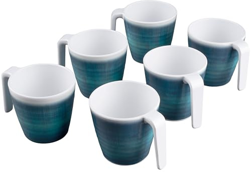 Jesolo Juego de 6 tazas de melamina (350ml acampar) color azul