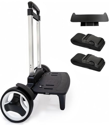 Carrello trolley con ruote silenziose per salire le scale, telaio pieghevole in alluminio, manico regolabile, grande capacità di 34,9 kg, adatto per borse da viaggio, borse per libri, shopping, nero