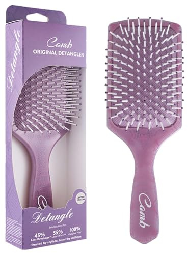 Haarbürste Paddelbürste Antistatisch, Entwirrbürste Damen Herren, Lila Haarstyling Bürste für Lange Feine Dicke Lockige Haare Ohne Ziepen