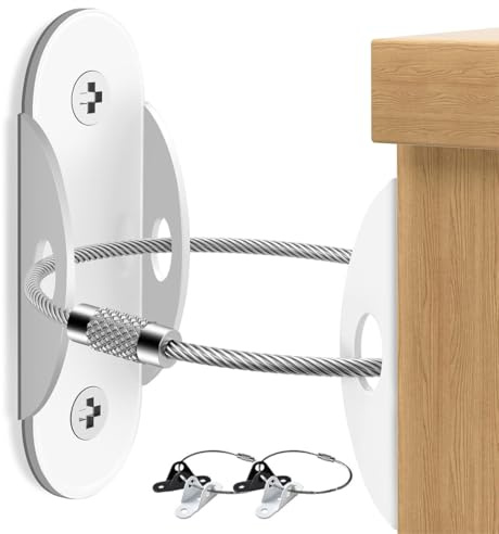 THQAE 6 Pcs Anti Kipp Möbelgurt aus Stahl Set, Kippsicherung Möbelgurte Wandbefestigung, Babysicherheit Anti Kipp Möbel Wandanker, Kippschutz Sicherheitsgurt für Bücherregal Schrank Kommode