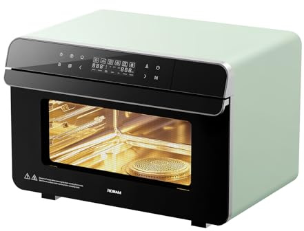 ROBAM Toaster Oven Air Fryer Combo R-BOX Green, 23QT Countertop Convection Steam Oven, Rapid Steam, Bake, Air Fry, Broil, Dehydrate, Defrost, Ferment, Steam Self-Clean, Touchscreen Control
