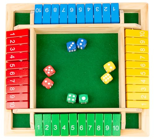 Shut The Box Game Wooden with Dice, 2-4 Player Math Strategy Game for Adults - Great Family Board Games Holiday Travel Fun Game Pub Games for Adults 14+