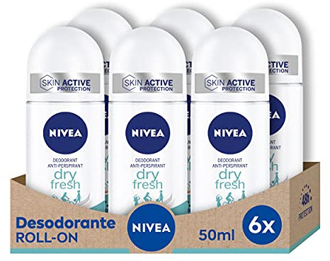 NIVEA Dry Comfort Fresh Roll-on 6er Pack (6 x 50 ml) Anti-Transpirant Deo mit 72h Schutz, bewährtes Feminine Deo Roll-on
