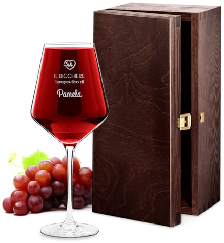 Maverton Calice da vino Avant-Garde - incisione personalizzata - 490 ml - in vetro - ideale per vino rosso e bianco - regalo di compleanno unico per la donna - bicchiere terapeutico