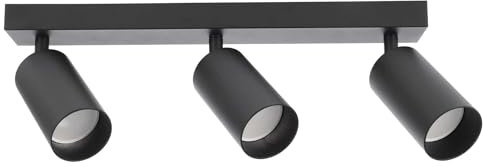 EDO Deckenstrahler GU10 MALGA, 3 Flammig, Deckenlampe Schwarz, Drehbar Spotbalken, Deckenleuchte Schwenkbar, Wandlampe Innen, Wandstrahler, Spot, Downlight, Lampe für Schlafzimmer, Küche, Wohnzimmer