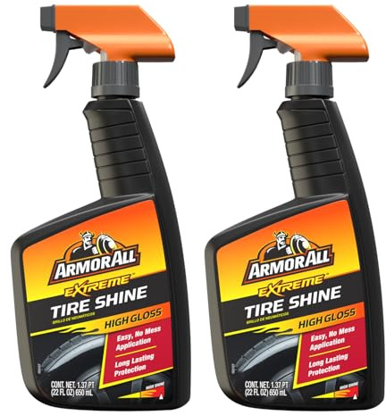 Armor All Tire Shine, One-Step Tire Shine Spray for Precise, Even Shine and Minimal Overspray, 2 Count