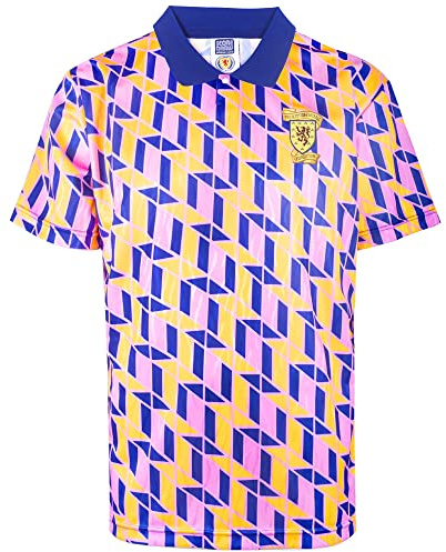 Score Draw Scotland 1990 Third Retro Football Shirt Navy/Yellow/Pink X-Large Polyester