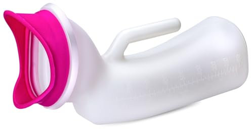 Urinals for Women and Men Urine Bottles Easy Grip Handle Portable Urinal Toilet with Female Urinal Attachment 1000ML Plastic Living Aids for Travel Car Hospital Elderly Incontinence 1PCS