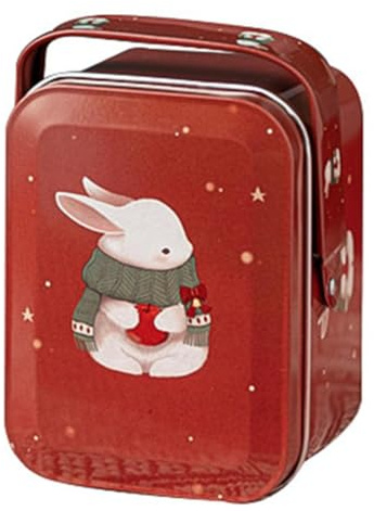 PRETYZOOM Easter Tin Cookies Box with Handle 4.1X3.1X2.4 Inch Tinplate Candy Storage Container Bunny Design for Holiday Party Treats