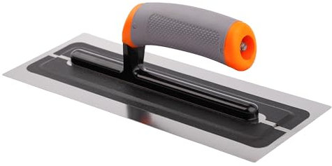 MIVOS Premium Glättekelle aus hochwertigem Edelstahl 280x110mm - Profi Glättscheibe Traufel - Glätter - Trockenbau Werkzeug - Ergonomischer, Rutschfester Griff - MADE IN EU