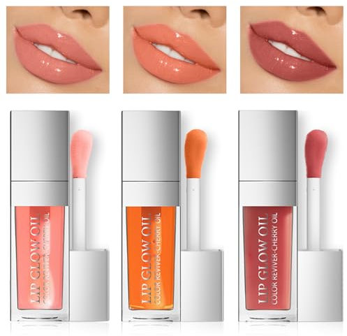 EONFAVE Glow Lip Oil Set, Feuchtigkeitsspendend Lip Gloss Leichtgewicht Lip Plumper Lipgloss, Mehrfachnutzung Anti-Trockenrissbildung Lippenöl Weiche, Glatte Textur Lippgloss Für Frauen Mädchen